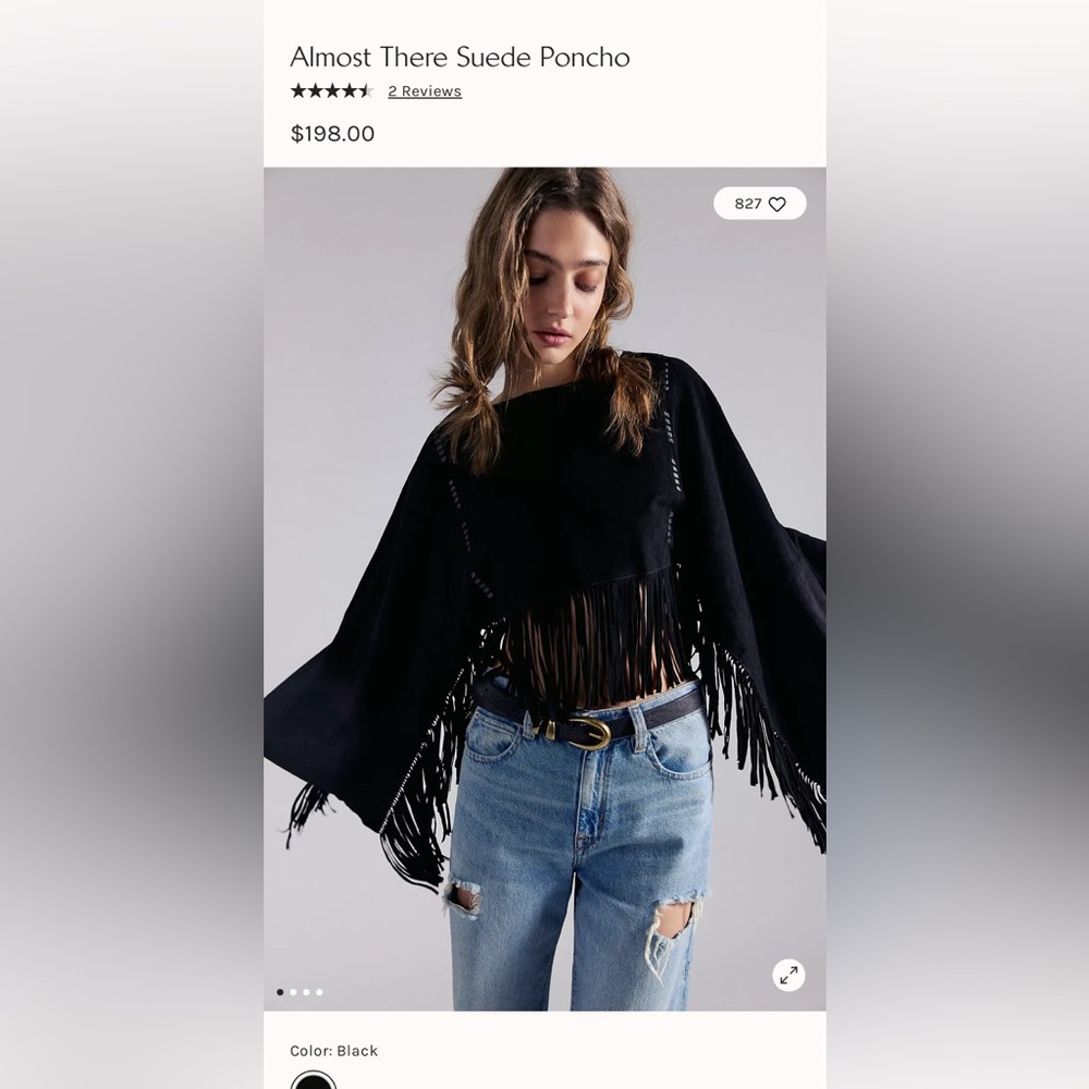 NWT! Free People Almost There Suede Poncho - Retail $198